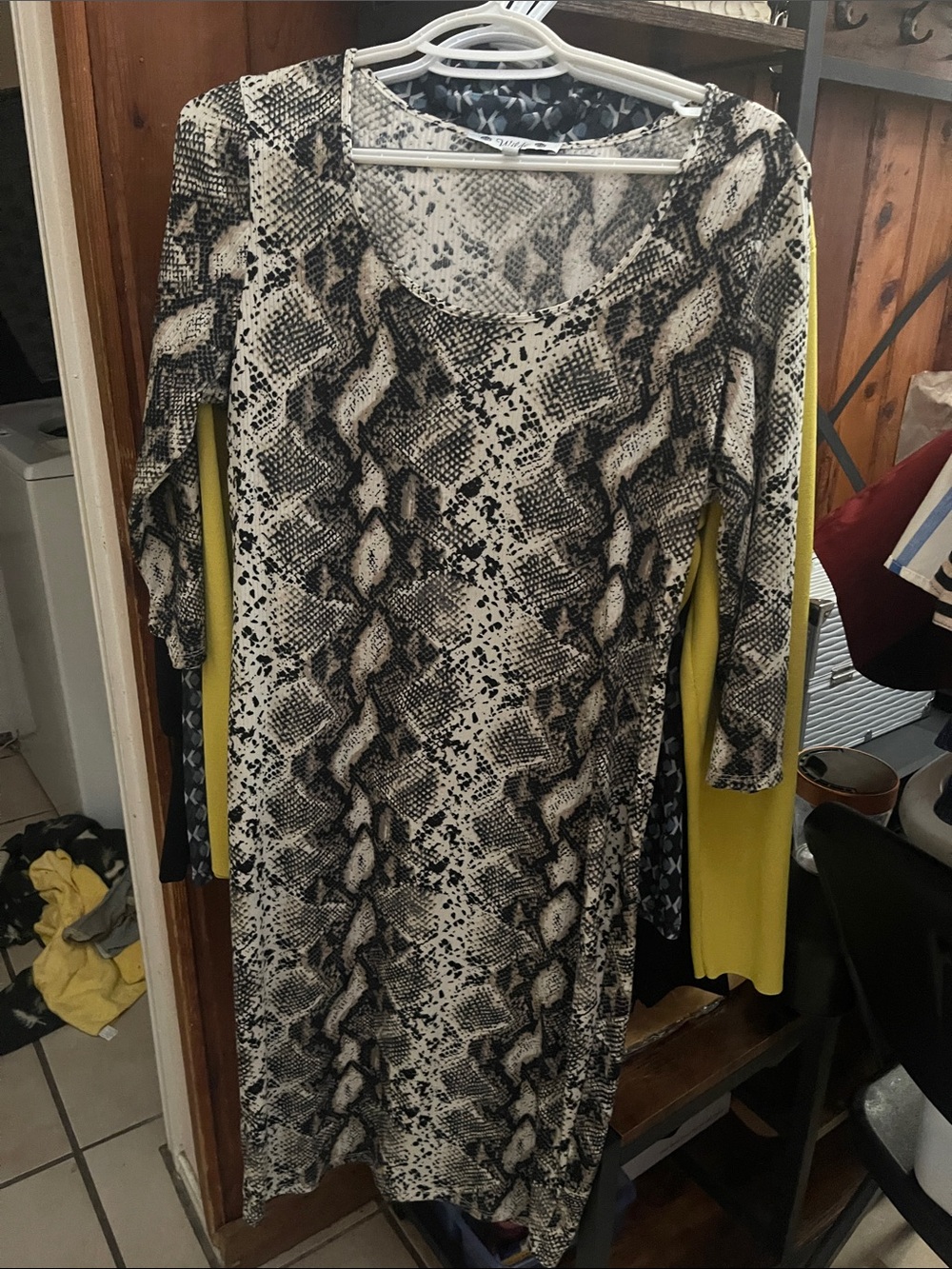 Women’s High-Low Dress in Black & White Snake Print